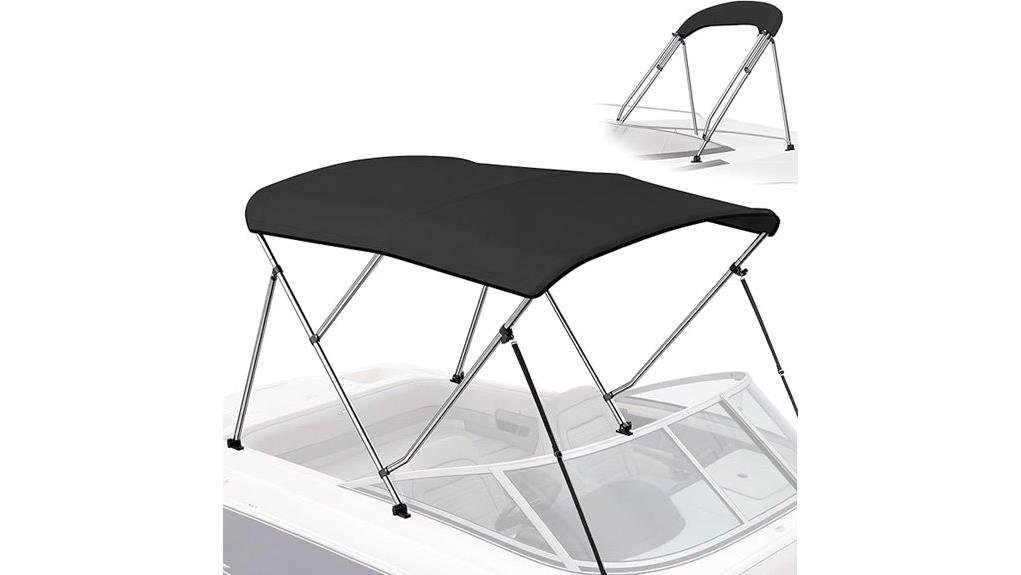 black 3 bow boat bimini