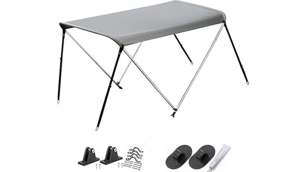 foldable grey 2 bow bimini