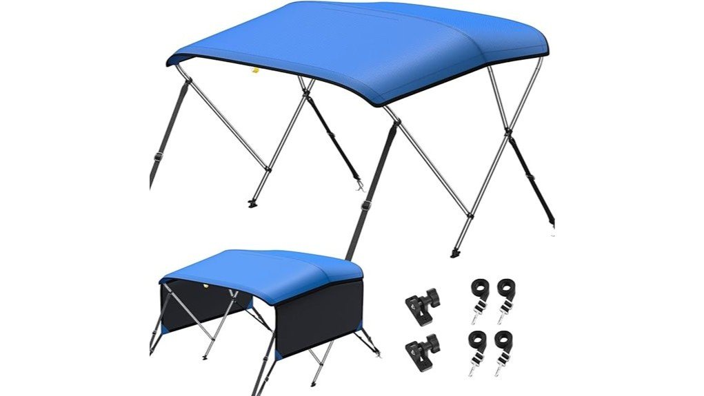 three panel adjustable boat bimini